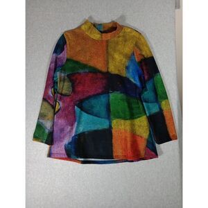 Lily London Colorful Abstract Artsy Brushstrokes‎ Vibrant Pullover Sweater L